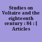 Studies on Voltaire and the eighteenth century : 84 : [ Articles divers.]