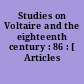 Studies on Voltaire and the eighteenth century : 86 : [ Articles divers.]