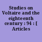 Studies on Voltaire and the eighteenth century : 94 : [ Articles divers.]