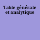 Table générale et analytique