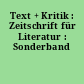 Text + Kritik : Zeitschrift für Literatur : Sonderband
