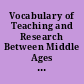 Vocabulary of Teaching and Research Between Middle Ages and Renaissance