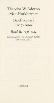 Briefwechsel : 1927-1969 : Band II : 1938-1944