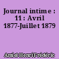 Journal intime : 11 : Avril 1877-Juillet 1879