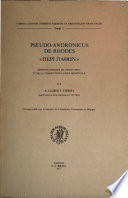 Pseudo-Andronicus de Rhodes "Peri Pathon" : édition critique du texte grec et de la traduction latine médiévale