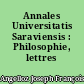 Annales Universitatis Saraviensis : Philosophie, lettres