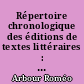 Répertoire chronologique des éditions de textes littéraires : l'ère baroque en France
