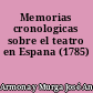 Memorias cronologicas sobre el teatro en Espana (1785)