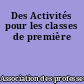 Des Activités pour les classes de première
