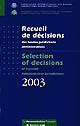 Recueil de décisions des hautes juridictions administratives 2003 : = Selection of decisions of Supreme administrative jurisdictions 2003