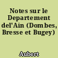 Notes sur le Departement del'Ain (Dombes, Bresse et Bugey)
