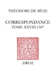 Correspondance de Théodore de Bèze : Tome XXVIII : 1587