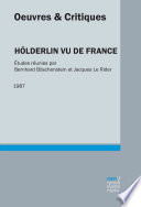 Hölderlin vu de France : Etudes réunies
