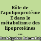 Rôle de l'apolipoprotéine E dans le métabolisme des lipoprotéines riches en triglycérides, relations avec l'inflammation