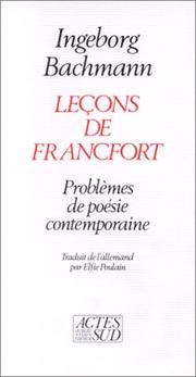 Leçons de Francfort : problèmes de poésie contemporaine