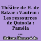 Théâtre de H. de Balzac : Vautrin : Les ressources de Quinola : Paméla Giraud : La marâtre : Le faiseur