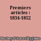 Premiers articles : 1834-1852