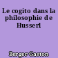 Le cogito dans la philosophie de Husserl