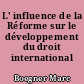 L' influence de la Réforme sur le développement du droit international