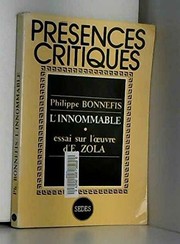 L'Innommable : essai sur l'œuvre d'Émile Zola