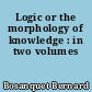 Logic or the morphology of knowledge : in two volumes