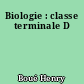 Biologie : classe terminale D