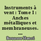 Instruments à vent : Tome I : Anches métalliques et membraneuses. Tuyaux à anche et à bouche. Orgue. Instruments à embouchure de cor