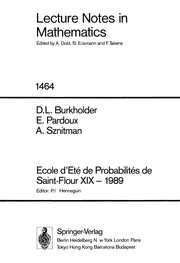 Ecole d'été de probabilités de Saint-Flour XIX, 1989
