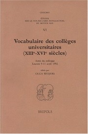 Vocabulaire des collèges universitaires, XIIIe-XVIe siècles : actes du