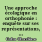 Une approche écologique en orthophonie : enquête sur ses représentations, ses pratiques et ses évolutions possibles d'après les orthophonistes exerçant en France