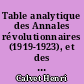 Table analytique des Annales révolutionnaires (1919-1923), et des Annales historiques de la Révolution française (1923-1940)...