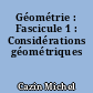 Géométrie : Fascicule 1 : Considérations géométriques