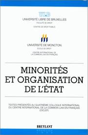 Minorités et organisation de l'État : textes présentés au quatrième Colloque international du CICLEF, Centre international de la common law en français