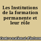 Les Institutions de la formation permanente et leur rôle
