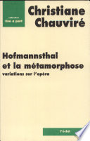 Hofmannsthal et la métamorphose