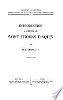Introduction à l'étude de Saint Thomas d'Aquin