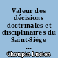 Valeur des décisions doctrinales et disciplinaires du Saint-Siège : Syllabus; Index; Saint-Office; Galilée