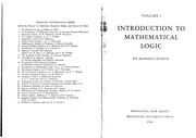 Introduction to mathematical logic : Volume I