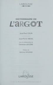 Dictionnaire de l'argot
