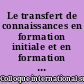 Le transfert de connaissances en formation initiale et en formation continue : actes du colloque organisé à l'Université Lumière Lyon 2, 29 septembre-2 octobre 1994