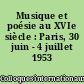 Musique et poésie au XVIe siècle : Paris, 30 juin - 4 juillet 1953