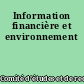Information financière et environnement