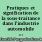 Pratiques et signification de la sous-traitance dans l'industrie automobile en France : compte rendu de recherche...