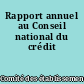 Rapport annuel au Conseil national du crédit