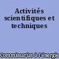 Activités scientifiques et techniques