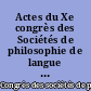 Actes du Xe congrès des Sociétés de philosophie de langue française : Congrès Bergson (17-20 mai 1959)