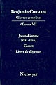 Journal intime (1811-1816) : [suivi de] Carnet : [suivi de] Livres de dépenses