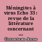 Méningites à virus Echo 33 : revue de la littérature concernant les virus Echo : notre expérience en 1982 à Nantes