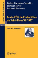 École d'été de probabilités de Saint-Flour : VII-1977