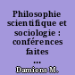 Philosophie scientifique et sociologie : conférences faites à la Sorbonne (1925)
